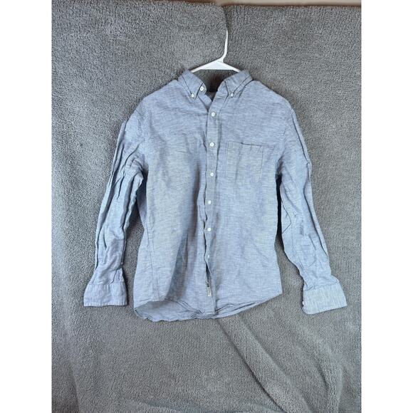J.Crew Linen Shirt Mens Medium Light Blue Button Down Baird McNutt Long Sleeve - Picture 1 of 13